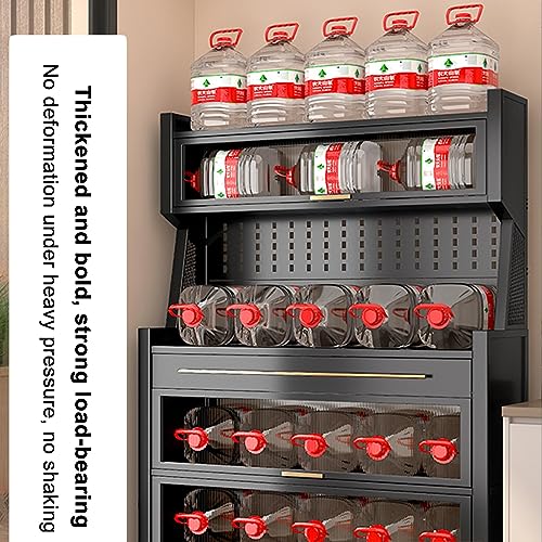 Kitchen Storage Cabinets, Bakers Rack with Drawers, Microwave Stand, with Flip Door Cabinet, Pegboard and Accessories