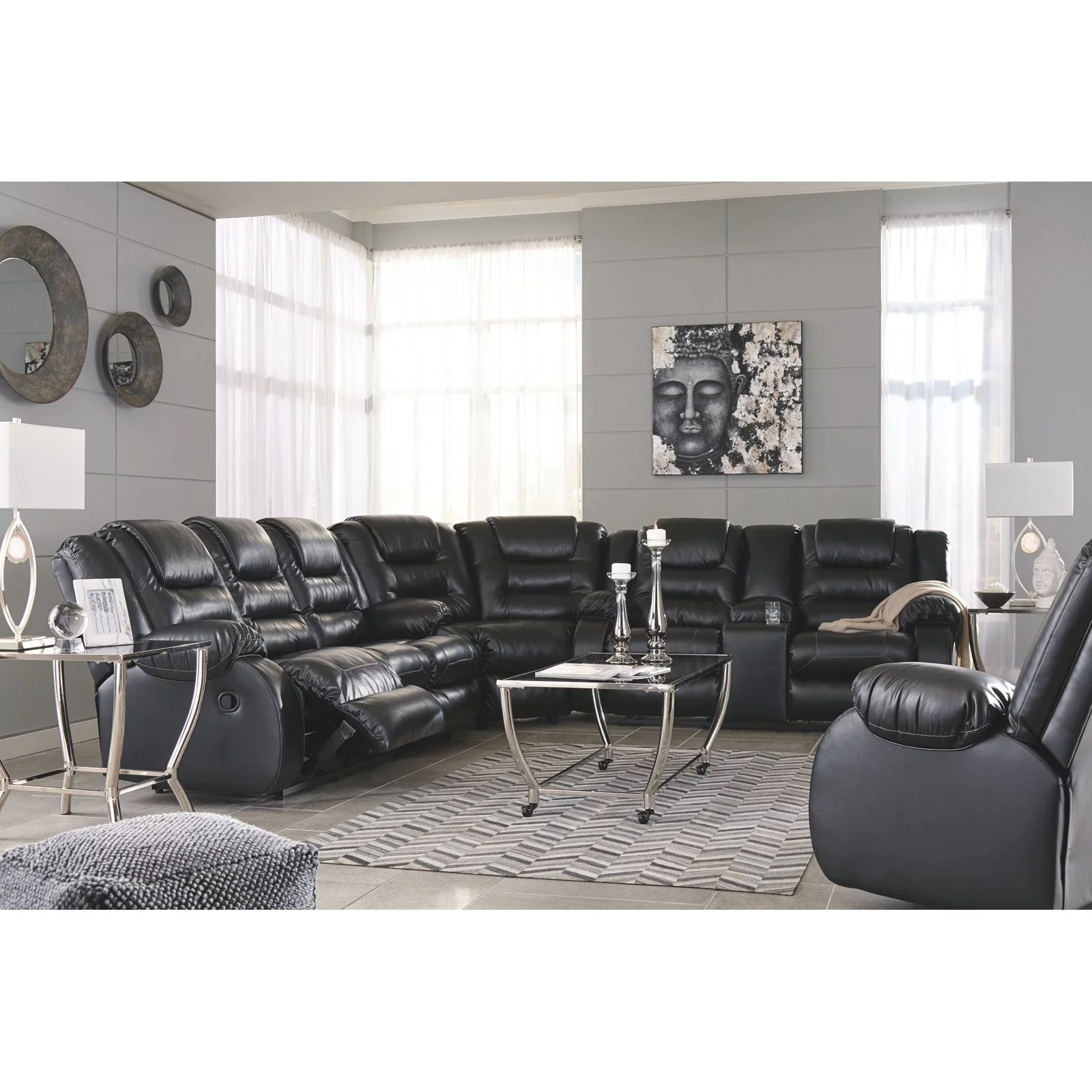Signature Design by Ashley Vacherie Reclining Loveseat with Console in Chocolate