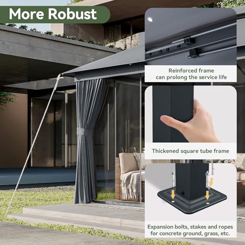 AOXUN Outdoor Gazebo for Patio 10x12, Metal Frame Canopy with Double Roofs