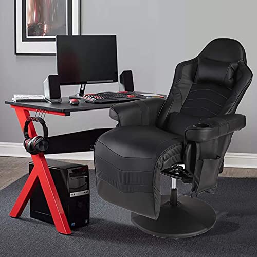 Massage Video Gaming Recliner Chair - Ergonomic Backrest & Seat Height Adjustment Swivel Recliner