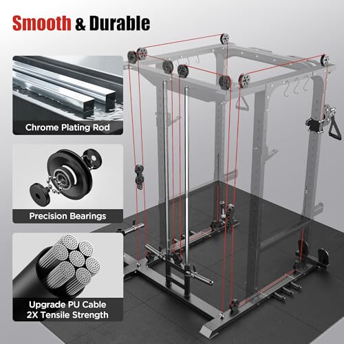Sportsroyals Power Cage,1600lbs Multi-Function Power Rack with Adjustable Cable Crossover System and More Training Attachment