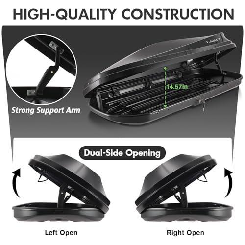 Large Cargo Carrier Box, Heavy Duty Hard Shell Roof with Security Keys, Waterproof Rooftop Cargo Box, 62 (L) x 31 (W) x 15(H) Inches, 16 Cubic Feet