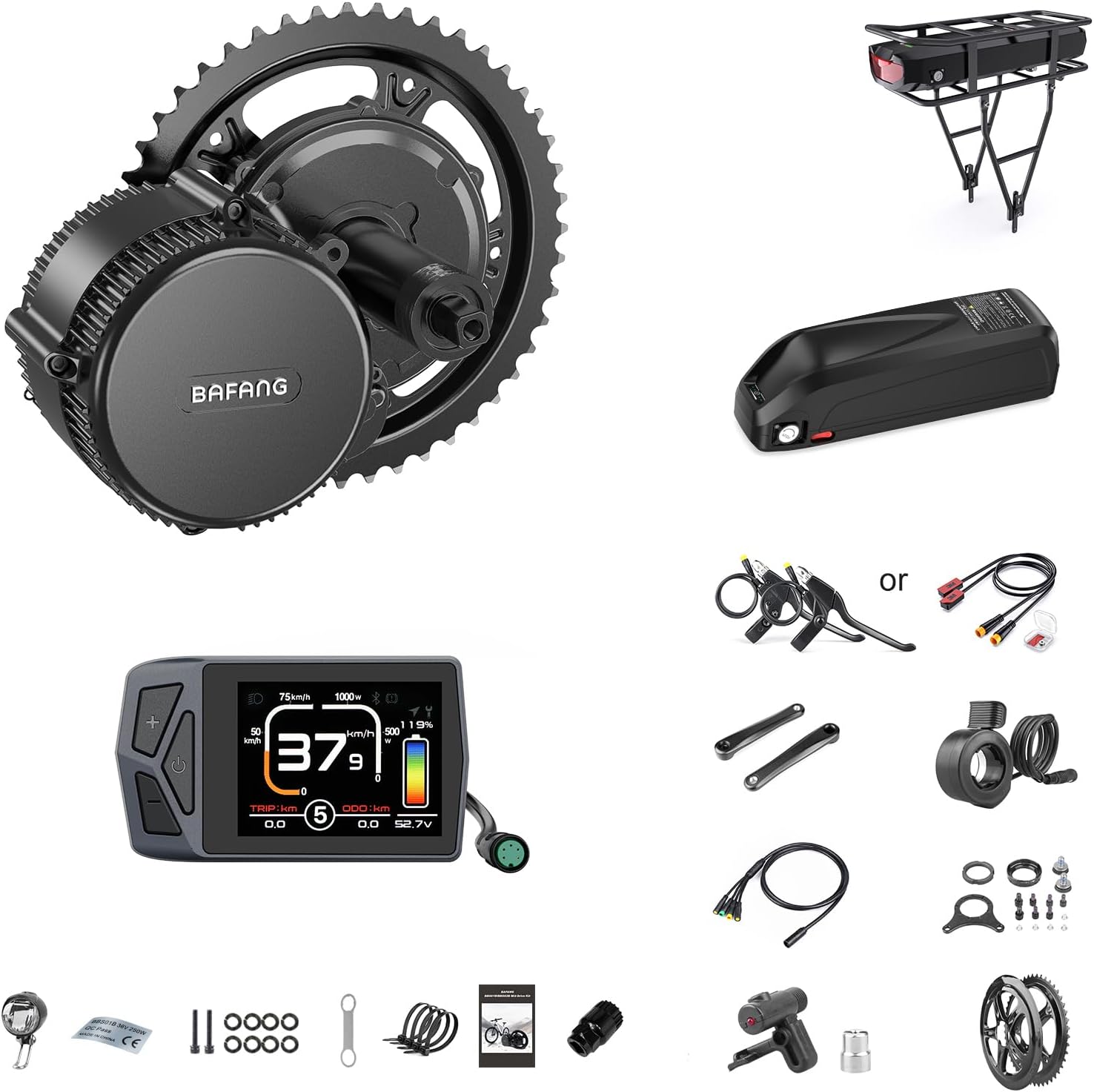 BAFANG Ebike Conversion Kit,BBS02 BBSHD Mid Drive Kit with Battery(Optional) Gear Sensosr for BB68-73MM Moutain Bike,Commuter Bike,Trike(EKD01