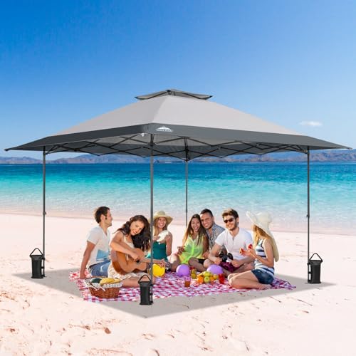 EAGLE PEAK 13x13 Straight Leg Pop Up Canopy Tent Instant Outdoor Canopy Easy Single Person Set up Folding Shelter w/Auto Extending Eaves 169 Square