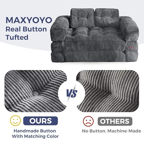 MAXYOYO Folding Sofa Bed, L-Shaped Convertible Sofa Bed with Armrest Foldable Sleeper Couch with Pillow