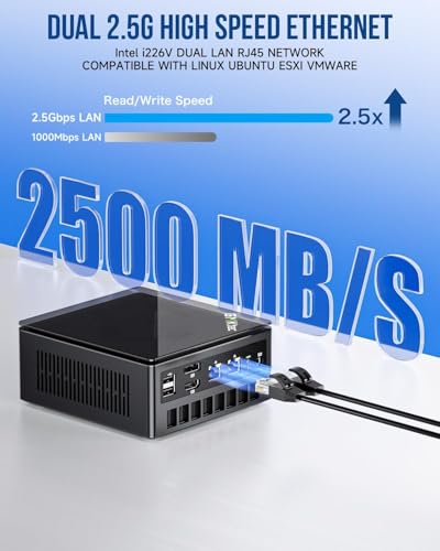 GMKtec Mini PC AMD Ryzen 7 5825U (Turbo 4.5GHz) Dual NIC 2.5G Gaming Desktop Computers 16GB DDR4 512GB SSD Dual LAN 2.5G/ WiFi 6E, USB3.2, USB-C