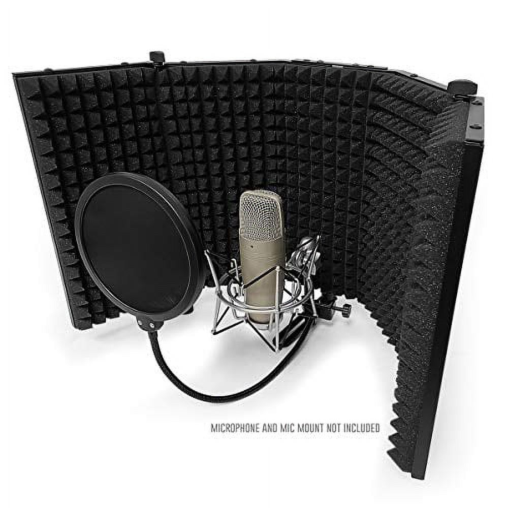AxcessAbles SF-101VB 32.5" Wx13 H (422sq inch) Half Dome Vented Recording/Podcast Isolation Shield with Desktop Standing Knobs and Microphone Windpop