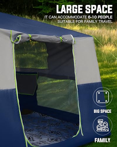 14.1'x6.5'x9' Inflatable Tents for Camping, Portable 6/8/10 Person Blow Up Air Tent