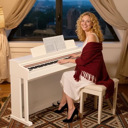 AODSK 88 Key Digital Piano,Weighted Hammer Action Digital Piano with Full-Size Weighted Keys,Triple Pedal,Beginner Bundle with Furniture Stand