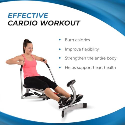 Stamina BodyTrac Glider Hydraulic Rowing Machine with Smart Workout App - Rower Workout Machine with Cylinder Resistance