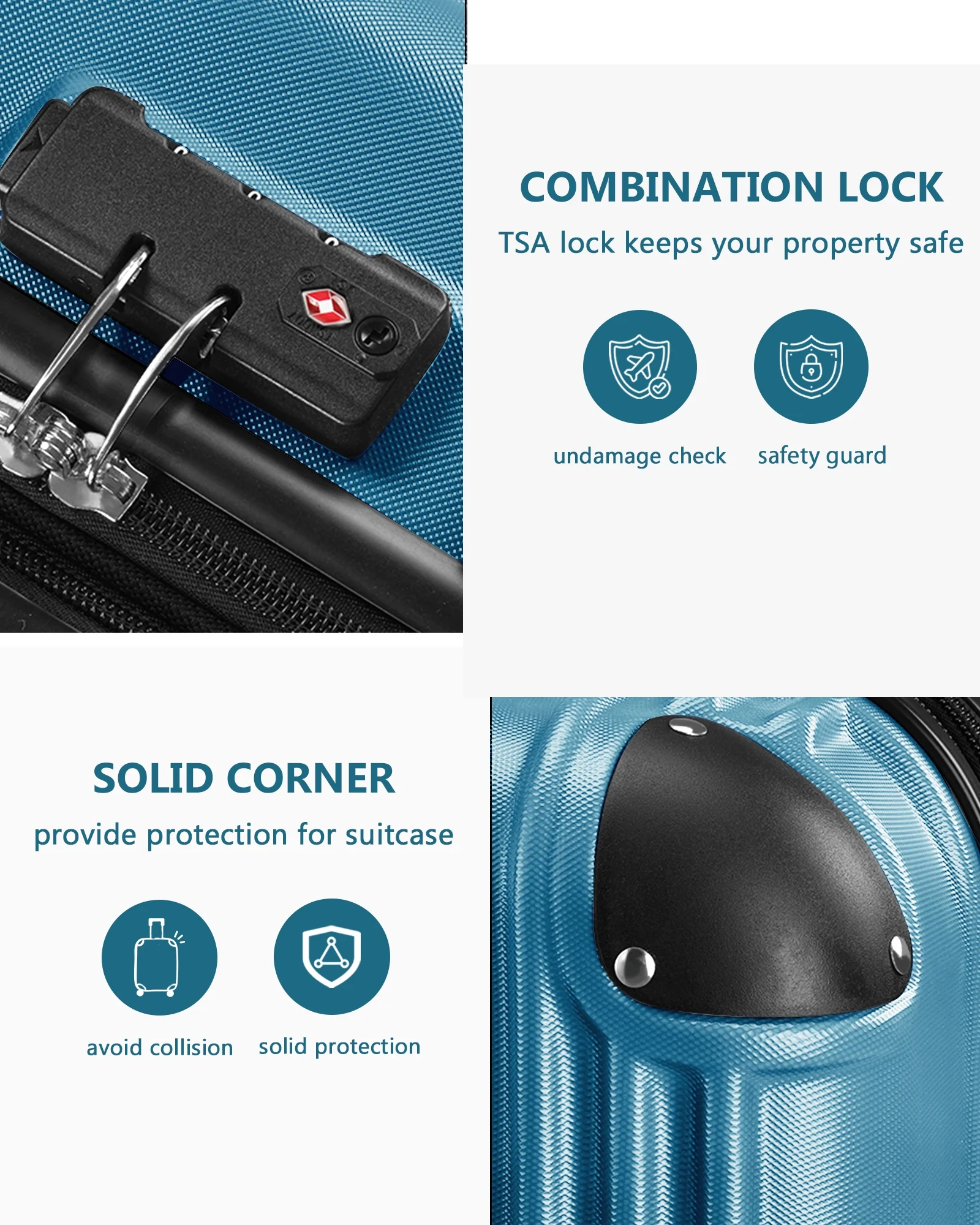 3-Piece Expandable Luggage Sets, ABS Spinner Suitcase Set with TSA Lock ,Sky Blue - Radiant Selections