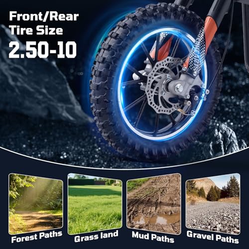 Kids 50cc Dirt Bike, 49cc Gas Dirt Bike for Kids 8-14, Gas Powered Mini Dirt Bikes, 2 Stroke Dirt Bikes, Max Load 165 Lbs