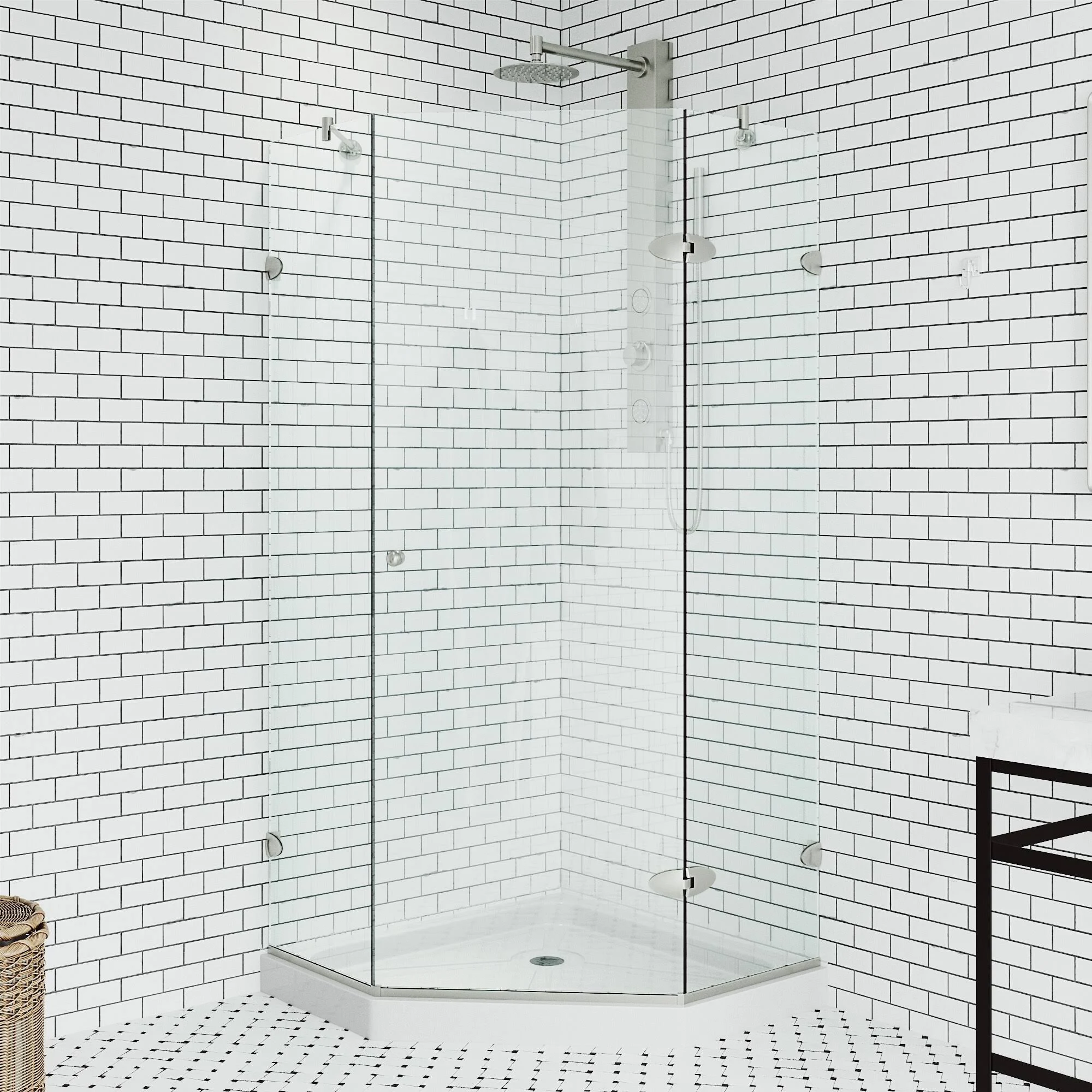 Vigo Verona Frameless Neo-Angle Shower Enclosure with Low-Profile Base