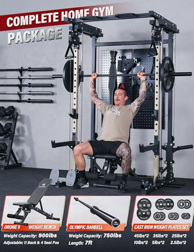 Major Fitness Drone3 Smith△ Machine – All-in-One Home Gym Squat Rack with Weight Bar