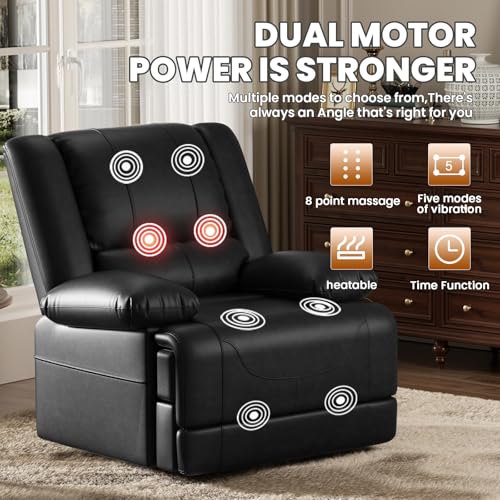 Large Dual Motor Power Lift Recliner Chair with Massage and Heat for Elderly People, Infinite Position,USB Ports and Remote Control