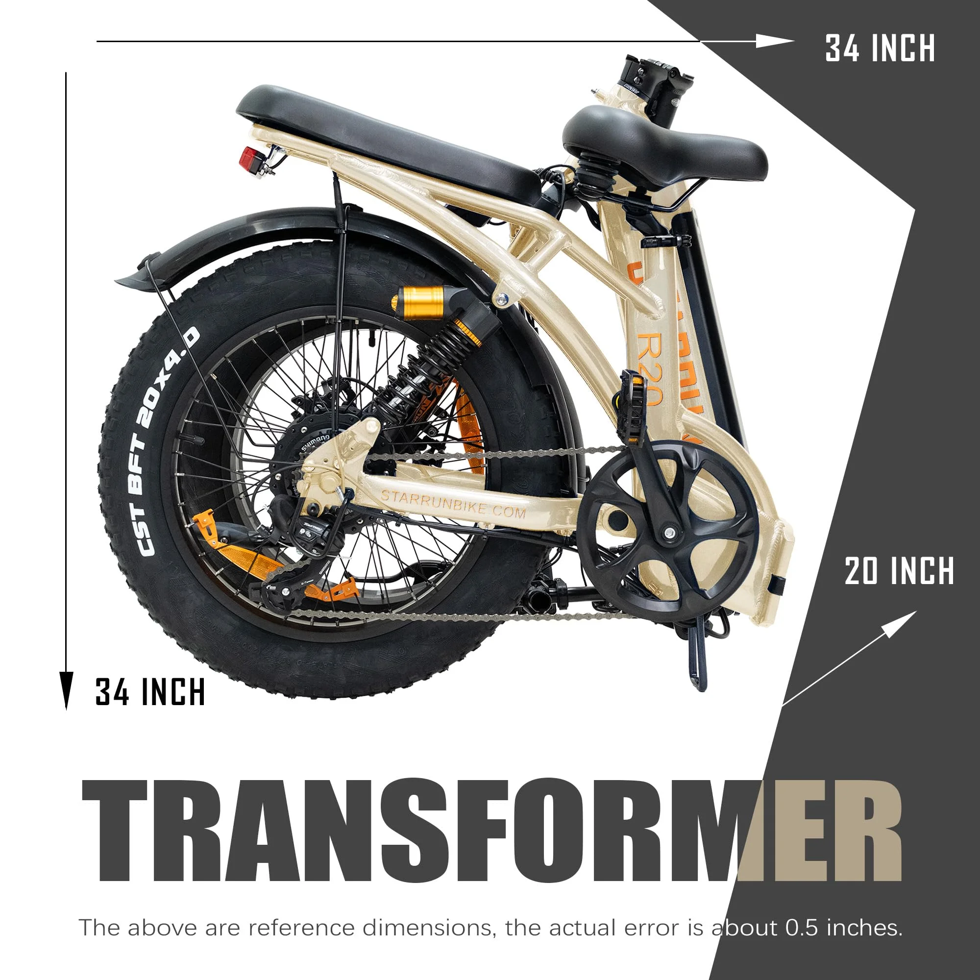 Electric Bike Full Suspension E-Bikes for Adults 750W 48V 20Ah Removable Lithium  Battery 4.0" Color Display 7 Speed 20'X4.0 Fat Tire Folding