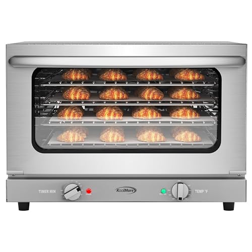 KoolMore 32 in. Commercial Countertop Convection Oven, Holds Full Size Pans, 4 Racks and 3500W of Power, 240V in Stainless-Steel