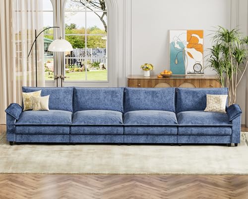 Homall 119" Modular Sectional Sofa, L Shaped Sofa Couch with Reversible Ottoman, DIY Combination Chenille Deep 3-Seat Cloud Couch for Living Room