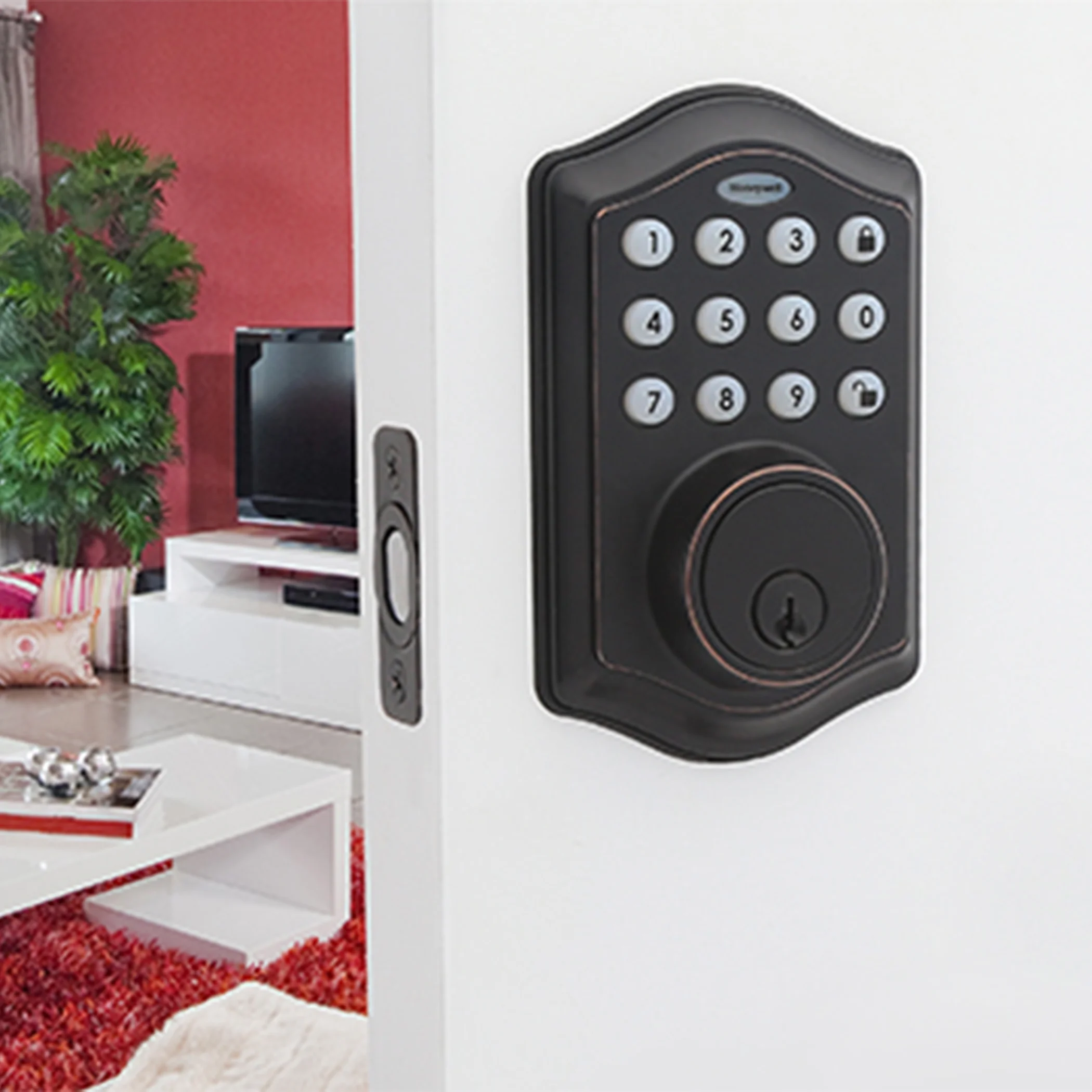 Honeywell Locks, Electronic Entry Deadbolt with Keypad, Oil Rubbed Bronze, 8712409