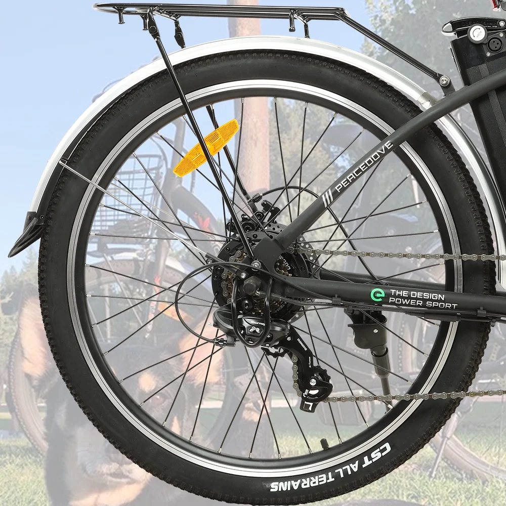 ECOTRIC Electric City 350 W Motor Cruiser Bicycle 26" 20 MPH Cityscape with Basket Removable Lithium Battery Step Through E-bike Commute for Adult