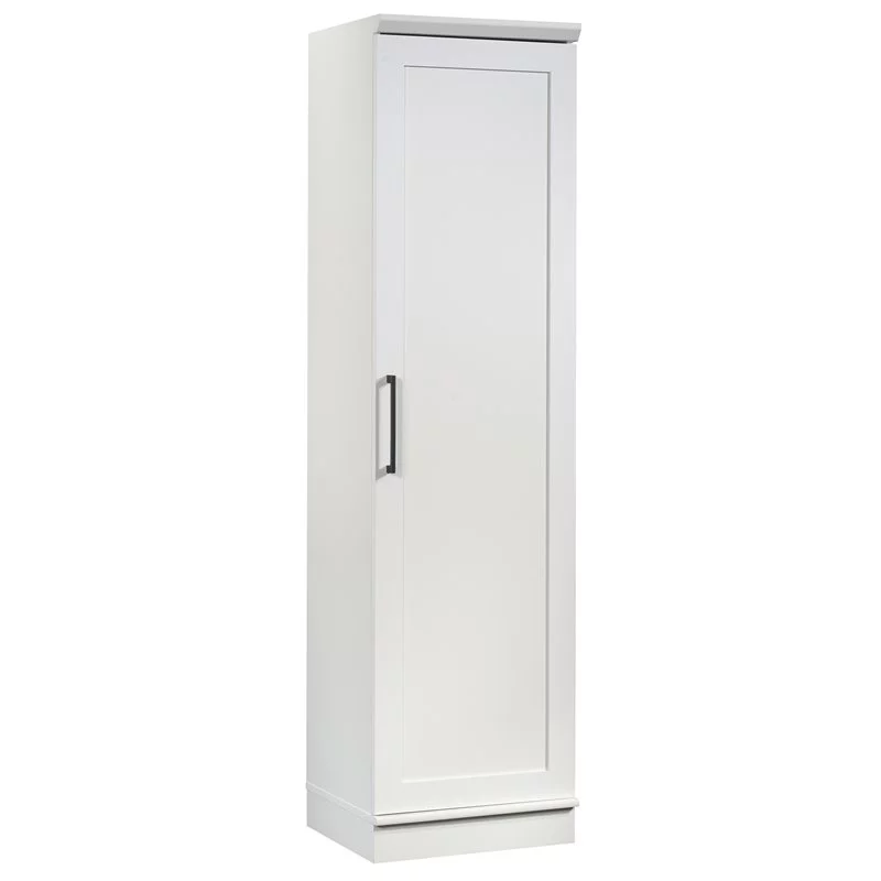 Pemberly Row Transitional Engineered Wood Single Door Pantry in White
