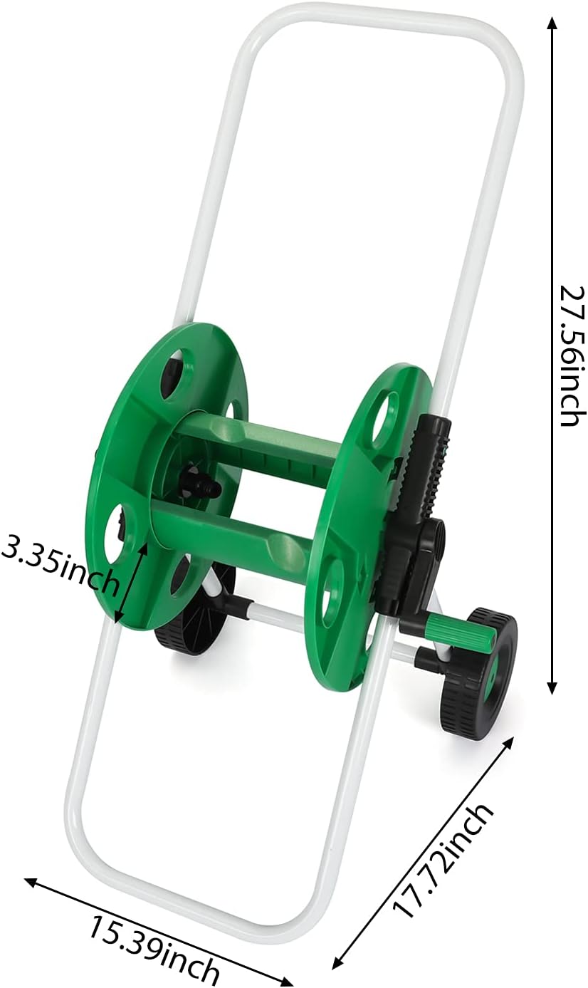 Garden Hose Reel Cart Hose Holder for Outside Storage Reels with Wheels for Yard Lawn Farm Patio Holds 100 ft 3/4 Inch Hose with 3 Connector Adapter