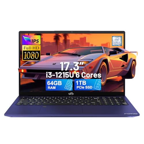 NIMO 17.3" IPS FHD-Laptop, Intel 6 Cores i3-1215U 16GB RAM 512GB SSD (Beat Ryzen 5 7520U