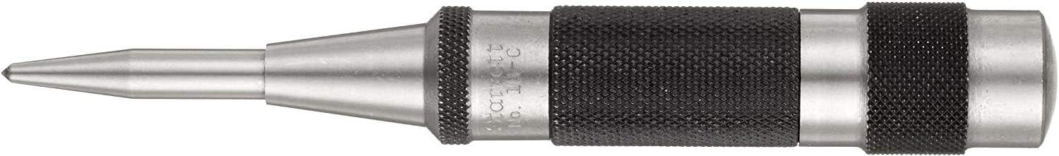 Starrett 18C Automatic Center Punch with Heavy Duty Hardened Steel Metal, Universal Tool for Machinists
