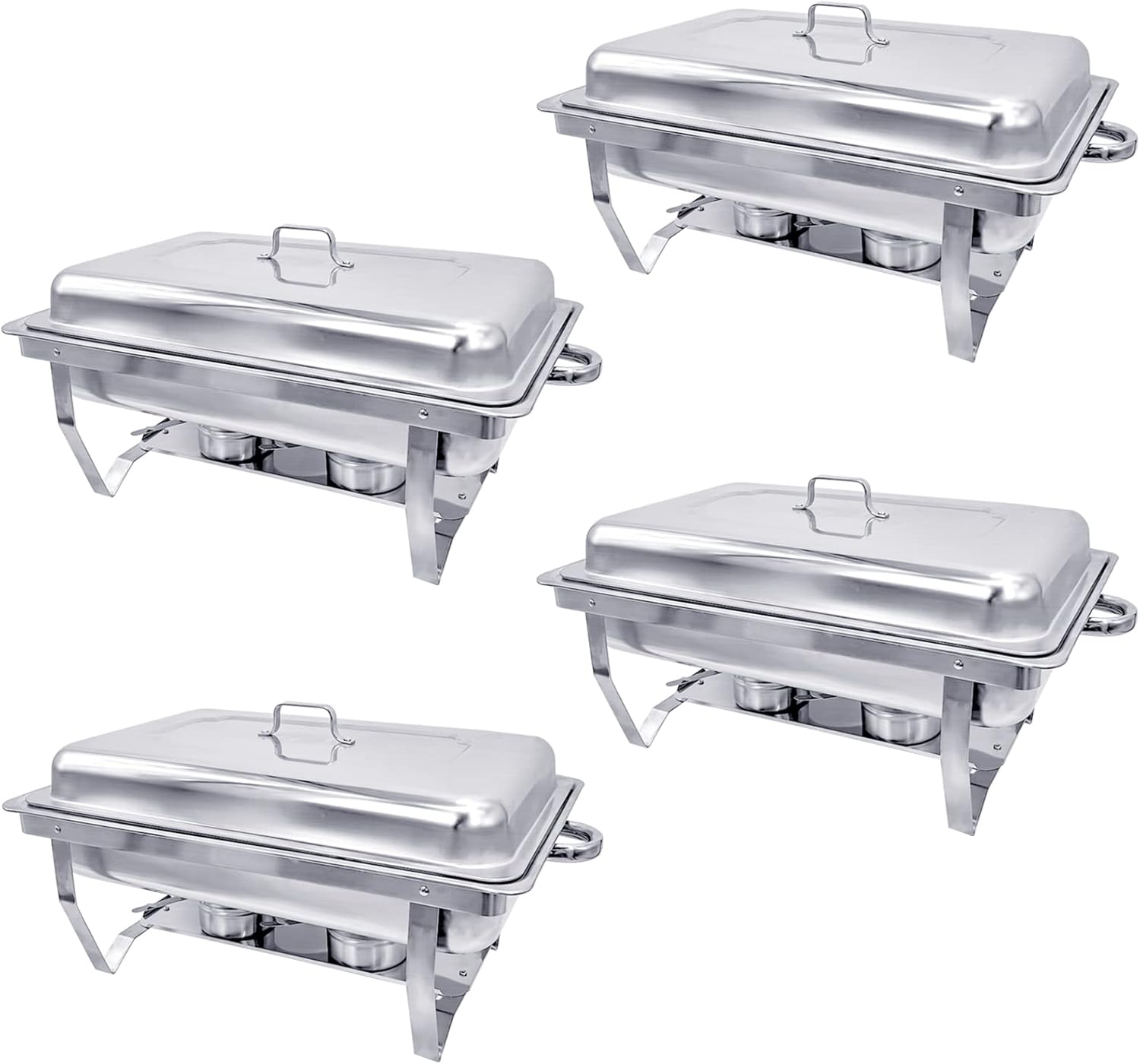 Chafing Dish Buffet Set 4 Pack 8QT Half Size Food Warmer Chafer Complete Set with Water Pan, Chafing Fuel Holder for Home Party, Buffets, Wedding