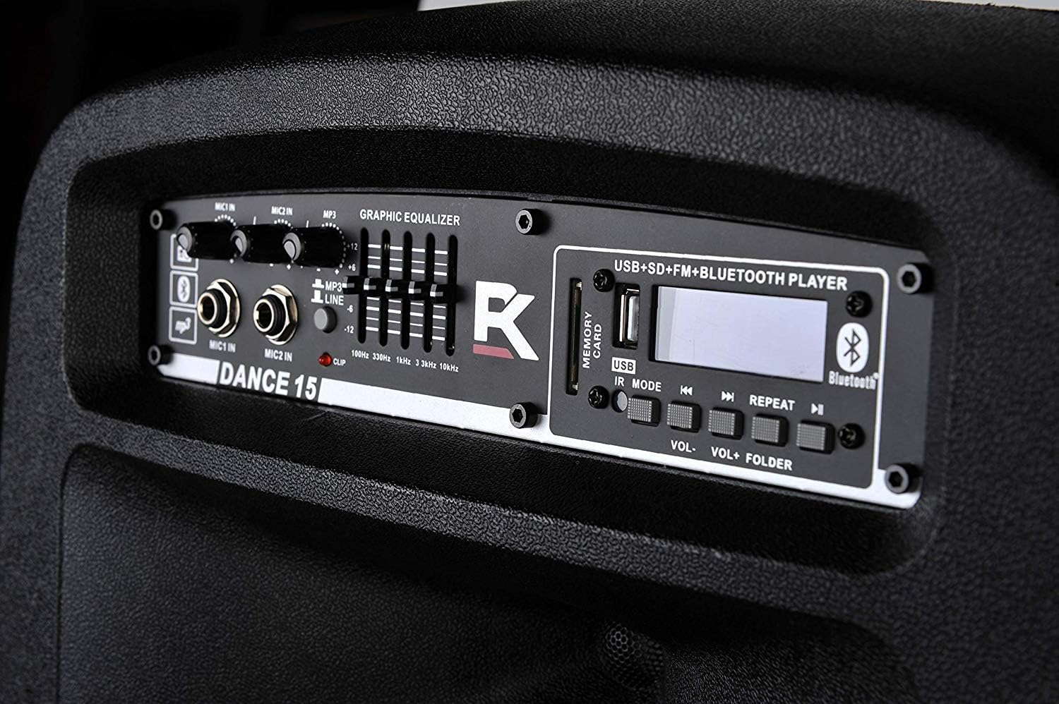 Proreck Dance 15 Portable 15-Inch 2000 Watt 2-Way Powered PA Speaker System Combo Set with Bluetooth/USB/SD Card Reader/FM Radio/Remote Control/LED