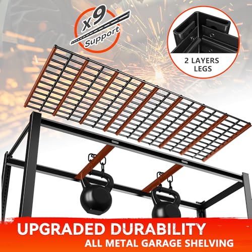 REIBII 60" W Garage Shelving Heavy Duty Metal Shelving 3000LBS Storage Shelves Adjustable Metal Shelves for Storage Industrial Garage Shelves for