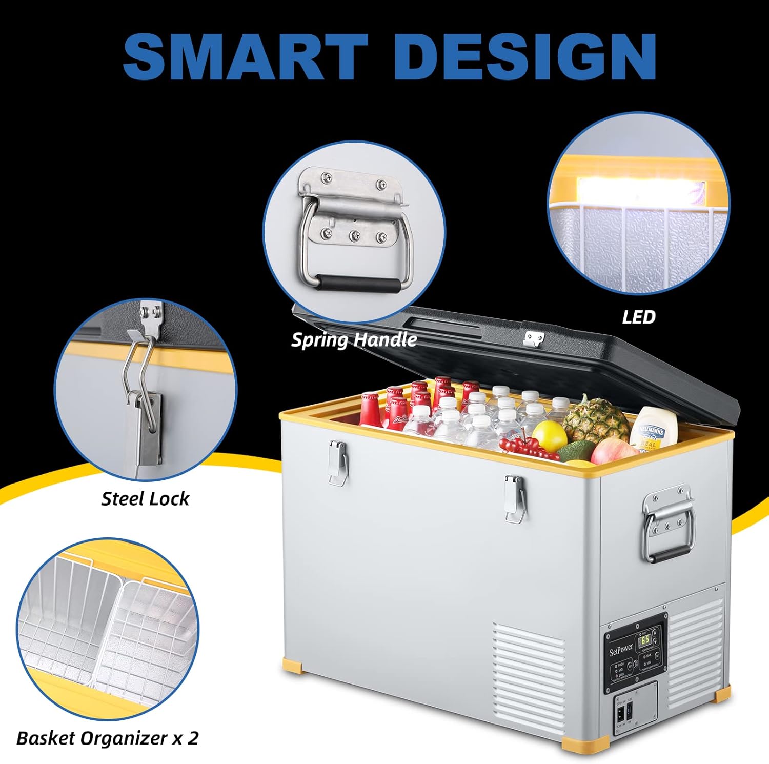 SetPower RV45S Single Zone Portable Refrigerator with DC Converter, 12 Volt Fridge Freezer for Home and Car Use, Ideal for Traveling, Camping, 0℉-50℉