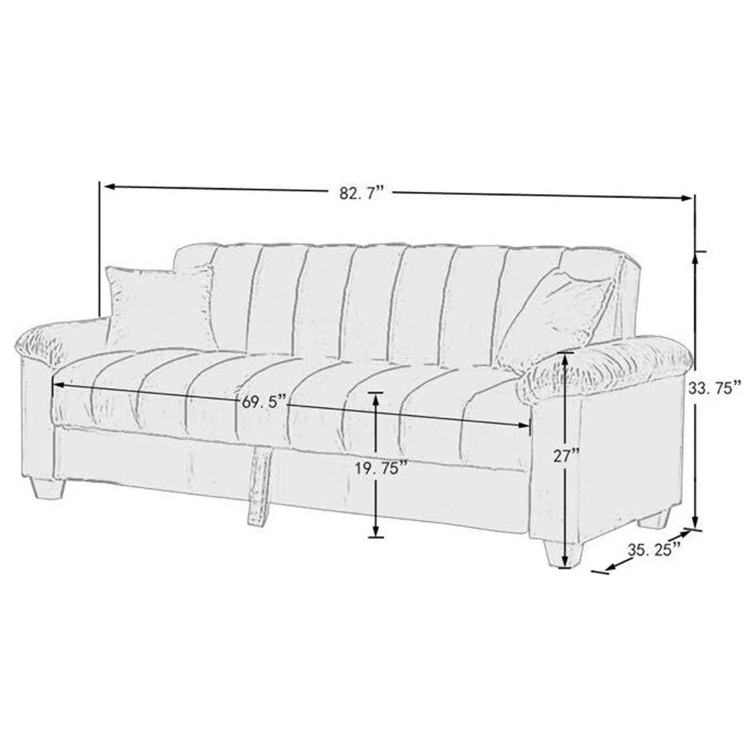 Legend Vansen 3-Piece Modern Air Faux Leather Recliners in Black