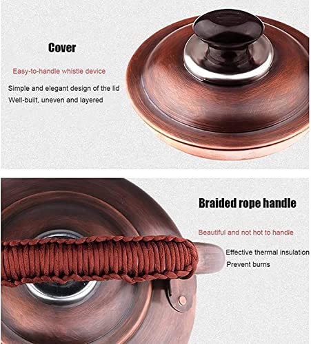 RUTAVM Teakettle Stovetop Copper Whistling Tea Kettle Vintage Tea Kettle Whistling Tea Pots Teapot Stovetop with Handle Coffee Pots for Gas Stove Tea