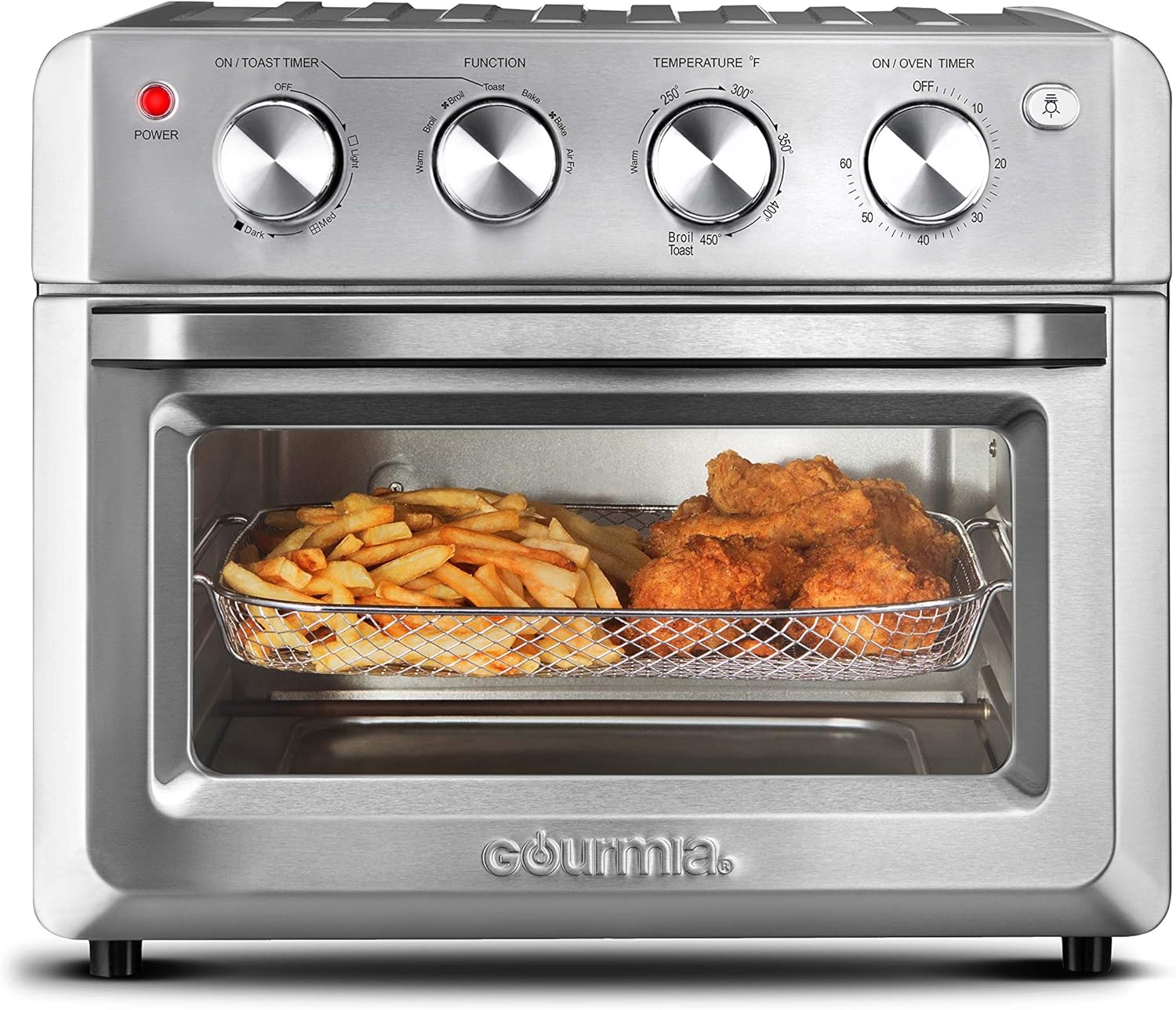 Gourmia Toaster Oven Air Fryer Combo 7-in-1 cooking functions 1550 watt air fryer oven 19.8L capacity air fryer accessories included convection