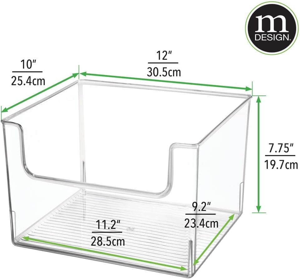 mDesign Modern Plastic Open Front Dip Storage Organizer Bin Basket for Home Office Organization - Shelf, Cubby, Cabinet
