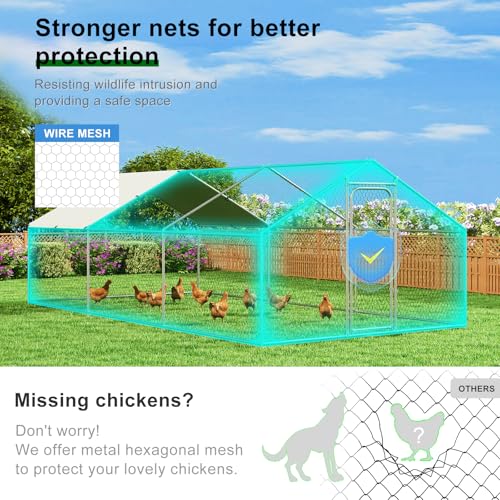 Large Metal Chicken Coop with Waterproof and UV-Resistant Cover