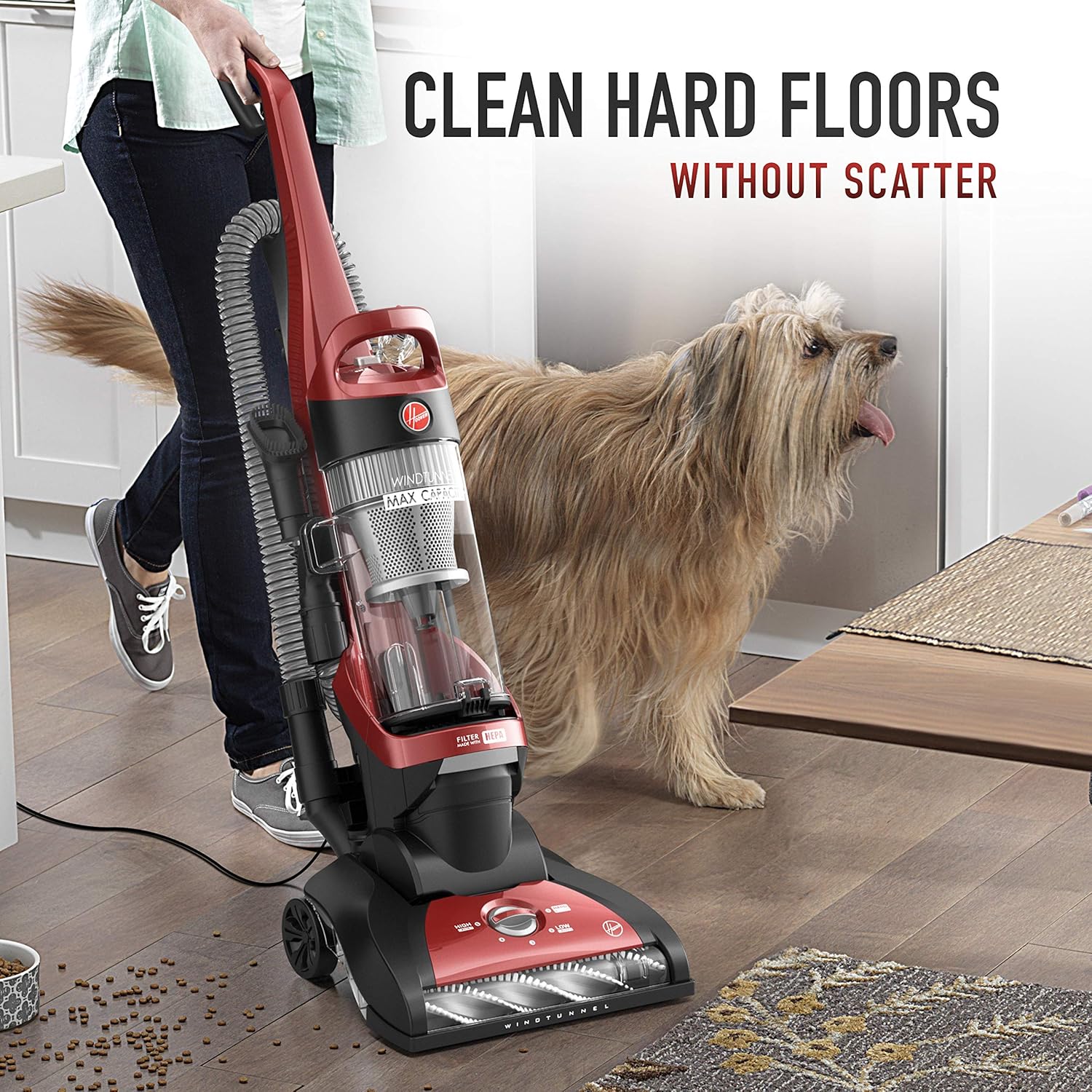 Hoover Windtunnel Max Capacity Upright Vacuum Cleaner with HEPA Media Filtration, UH71100, Red