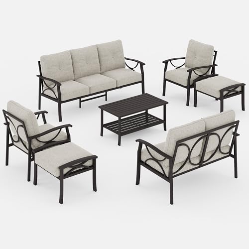 Wisteria Lane 5-Piece Outdoor Patio Furniture Set, Outdoor Metal Sectional Furniture with Cushions