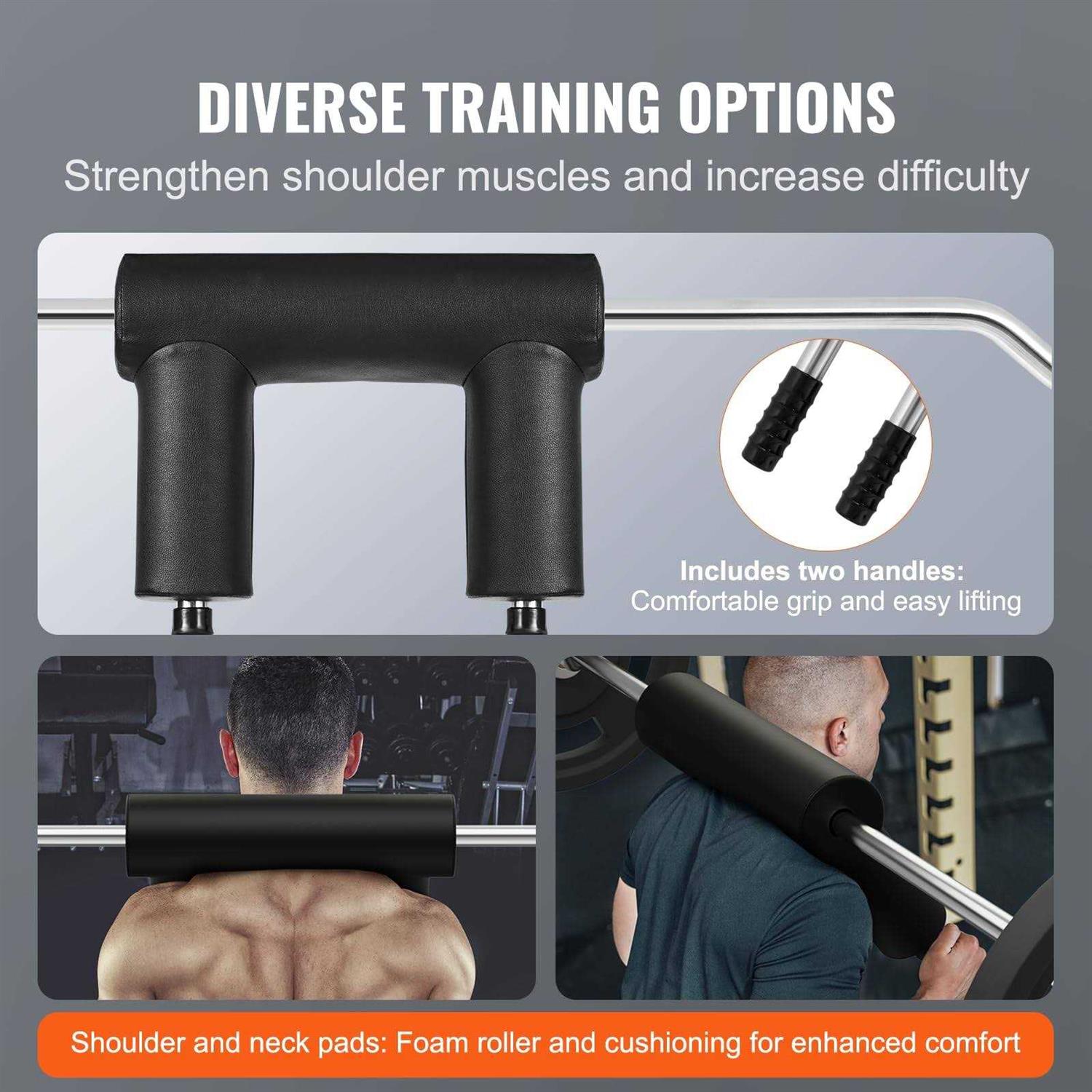 VEVOR Safety Squat Bar Fitness Squat Olympic Bar Safety Squat Bar Attachment with Shoulder &amp; Arm Pads - Sports Supplies Online Store