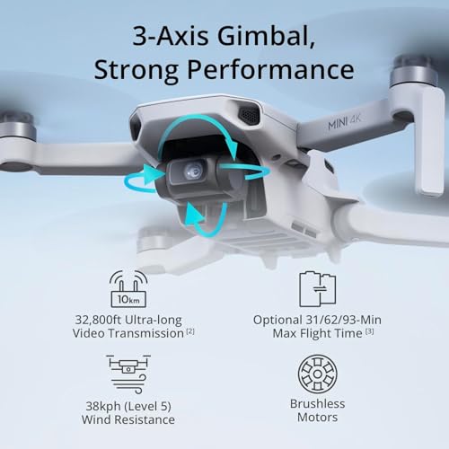 DJI Mini 4K Fly More Combo, Drone with 4K UHD Camera for Adults, Under 249 g, 3-Axis Gimbal Stabilization, 10km Video Transmission, Auto Return