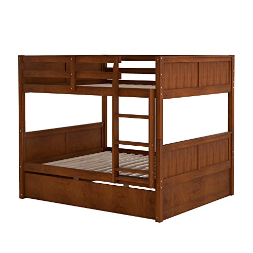 SOFTSEA Twin Over Full Bunk Bed with Slide, Solid Wood Bunk Beds with Stairs for Kids
