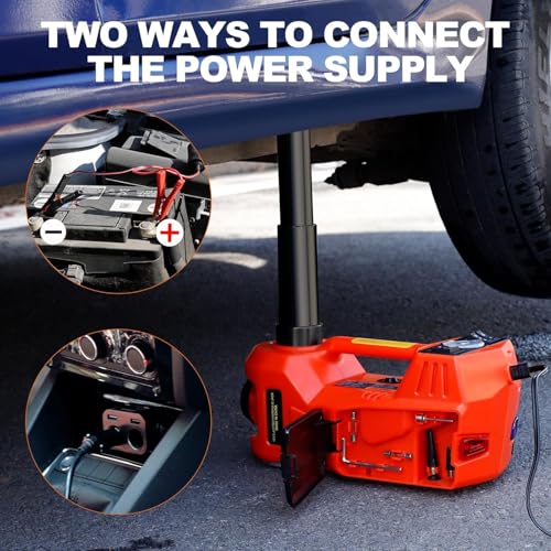 Electric Car Jack Kit 5 Ton 12V Floor Jack with Impact Wrench and Tire Inflator Pump Portable Hydraulic Car Jack for SUV Sedans Tire Change with LED