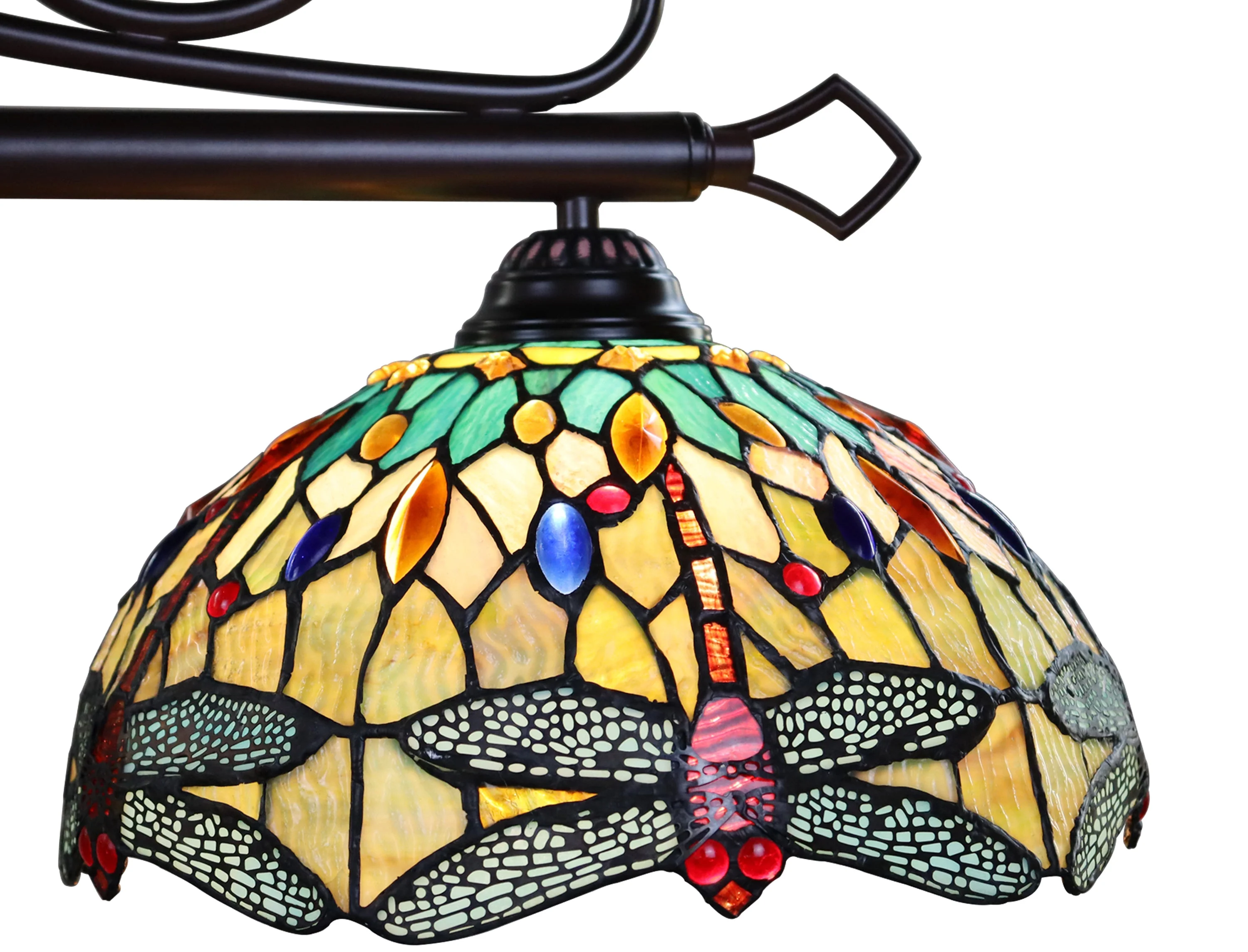 Radiance Goods Dragonfly Tiffany-Style Dark Bronze 3 Light Island Pendant 48" Wide