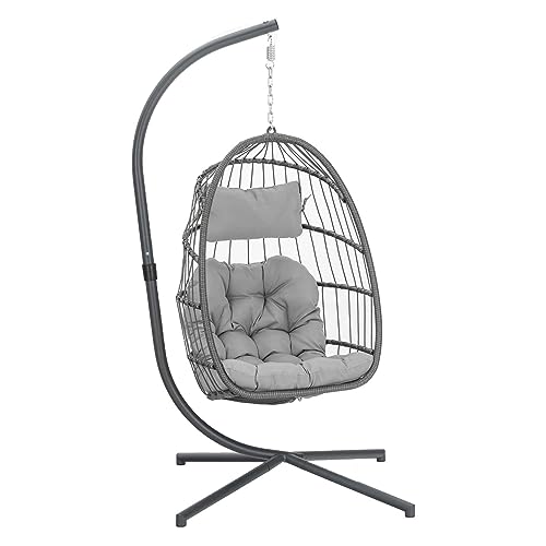 Yechen Hanging Egg Chair with Stand and Footrest for Indoor Outdoor