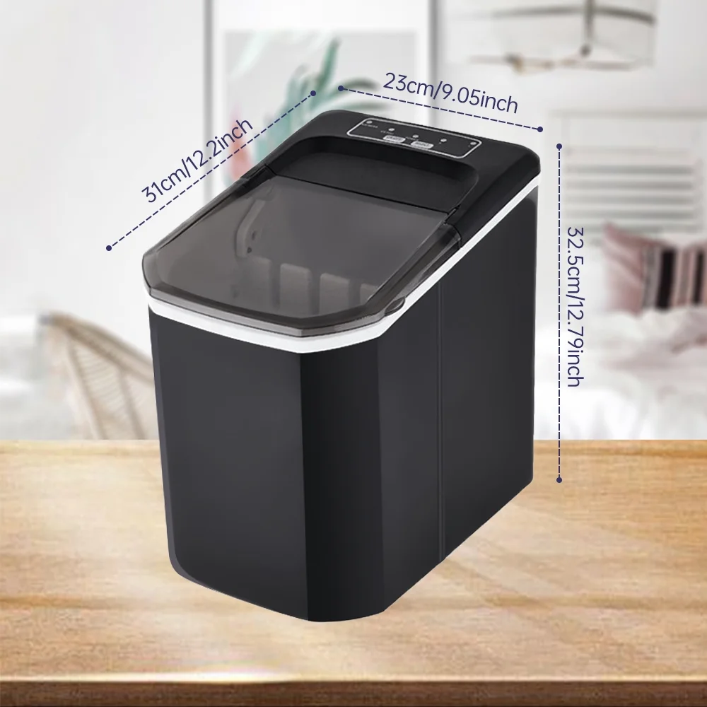 Walmeck Countertop Ice Maker, 10Cubes Ready in 6 Mins, 26lbs in 24Hrs, Self-Cleaning Ice Machine with Ice  and Basket