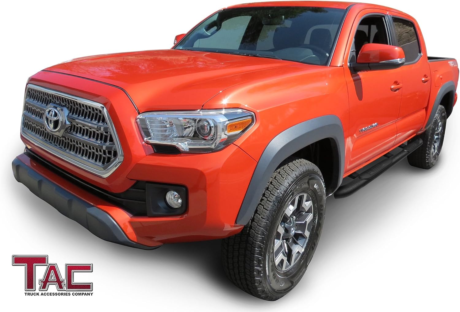 TAC Side Steps Fit 2005-2022 Toyota Tacoma Double Cab Truck Pickup 4 Oval Bend Texture Black Side Bars Nerf Bars Running Boards Exterior Accessories