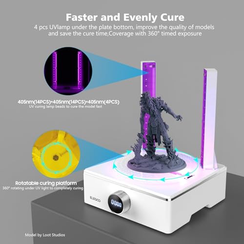 ELEGOO Mercury Plus V3.0 Wash and Cure Station, 7.5 L Large Capacity, Compatible with Mars Saturn Photon Halot MSLA LCD DLP 3D Printers