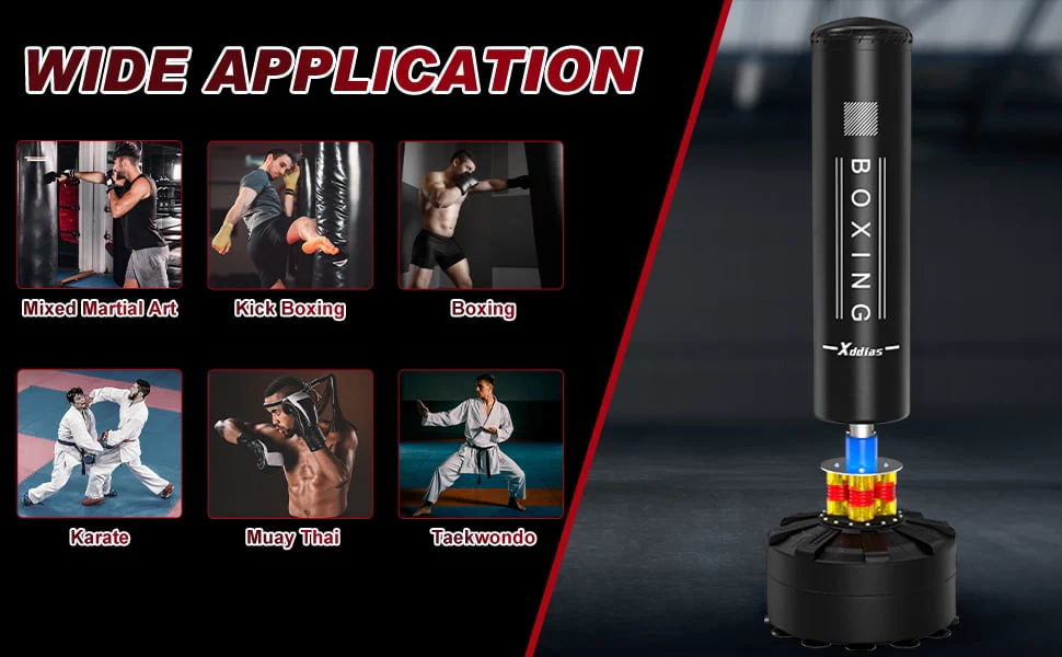 XDDIAS Punching Bag with Stand, Punching Bag for Adults, Boxing Bag with Stand 70''-205lbs Freestanding Punching Bag for Adult Youth Kids