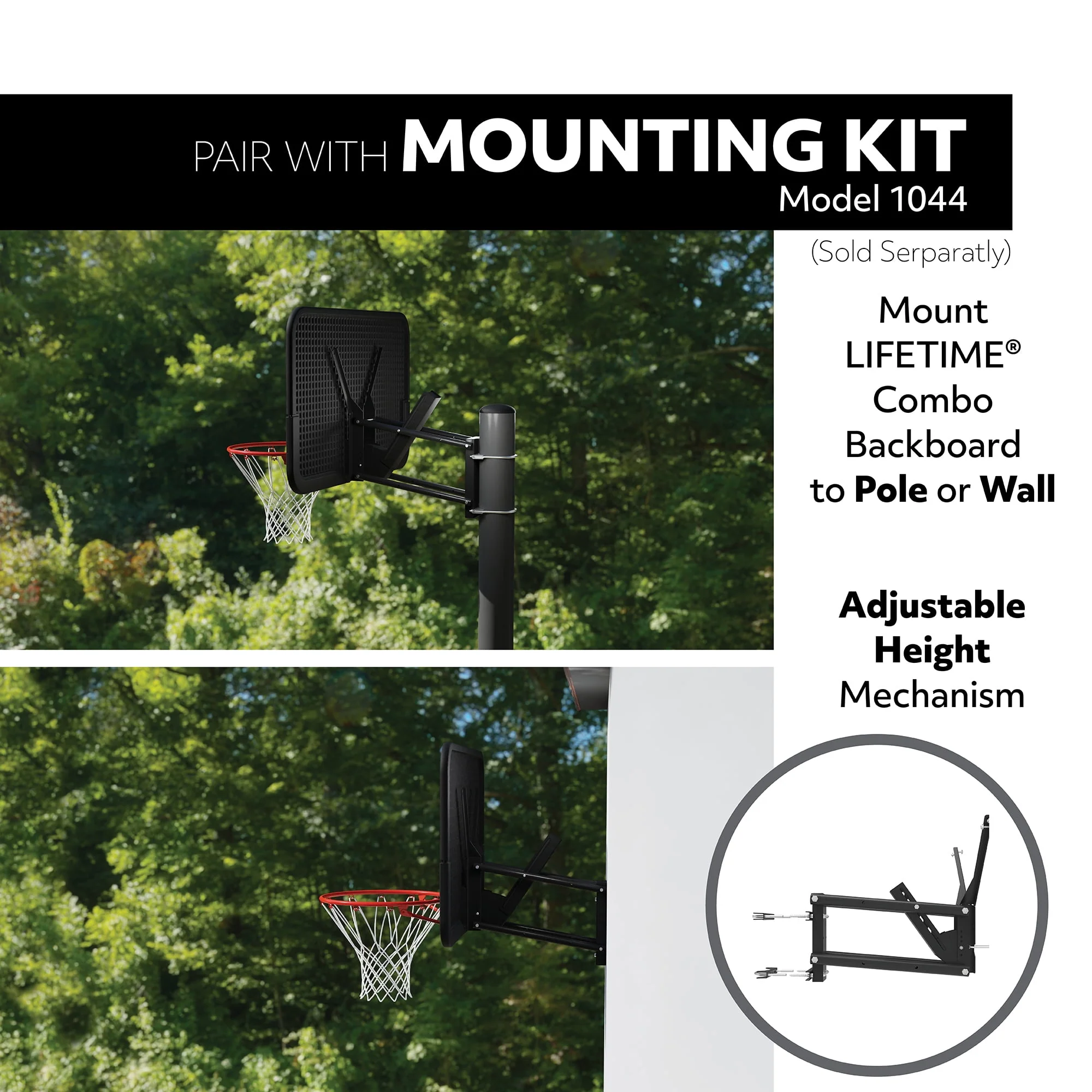 Lifetime Basketball Backboard and Rim Combo, 44 inch Polycarbonate (73650)